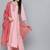 Women pink ethnic motifs embroidered mirror work pure cotton kurta with trousers & with dupatta