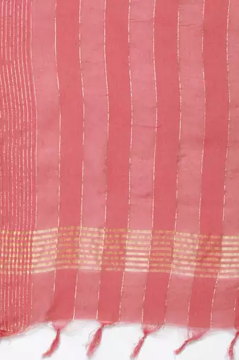 Women pink ethnic motifs embroidered mirror work pure cotton kurta with trousers & with dupatta