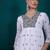 Floral embroidered v-neck georgette a-line kurta with trousers & dupatta