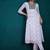 Floral embroidered v-neck georgette a-line kurta with trousers & dupatta