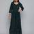 Women teal blue floral sequin embroidered pleated kurta with trousers