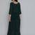 Women teal blue floral sequin embroidered pleated kurta with trousers
