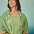 Floral printed v-neck thread work straight kurta with trousers & dupatta