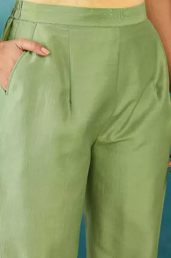 Floral printed v-neck thread work straight kurta with trousers & dupatta