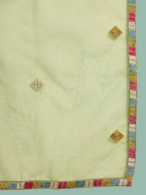 Floral printed v-neck thread work straight kurta with trousers & dupatta 4