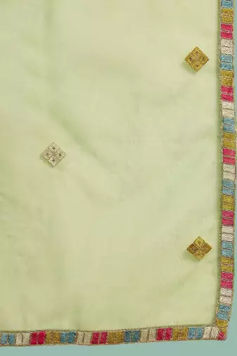 Floral printed v-neck thread work straight kurta with trousers & dupatta