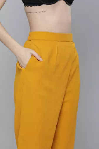 Women mustard yellow ethnic motifs embroidered kurta with trousers & with dupatta