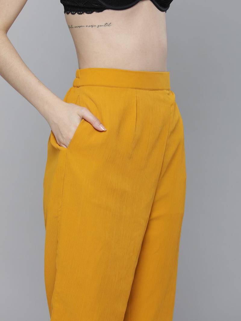 Women mustard yellow ethnic motifs embroidered kurta with trousers & with dupatta