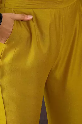 Floral embroidered zari straight kurta with trousers and dupatta