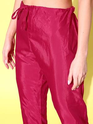 Floral embroidered regular sequinned anarkali kurta with trousers & dupatta 3