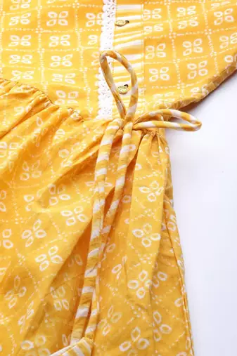 Women yellow ethnic motifs printed panelled pure cotton kurta with trousers & with dupatta