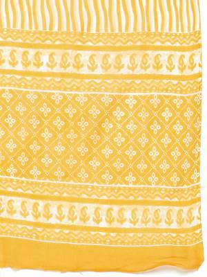 Women yellow ethnic motifs printed panelled pure cotton kurta with trousers & with dupatta 4