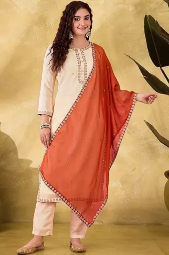 Women ethnic motifs embroidered kurta with trousers & dupatta