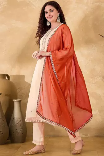 Women ethnic motifs embroidered kurta with trousers & dupatta