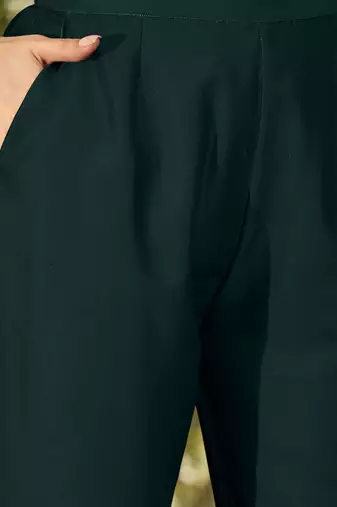 Women ethnic motifs embroidered panelled thread work kurta with trousers & with dupatta