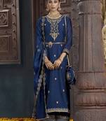 Ethnic motifs embroidered regular sequinned kurta with palazzo & dupatta