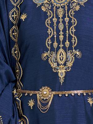 Ethnic motifs embroidered regular sequinned kurta with palazzo & dupatta 2