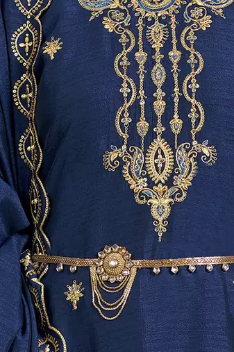 Ethnic motifs embroidered regular sequinned kurta with palazzo & dupatta