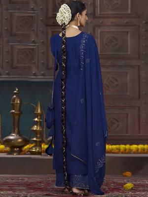 Ethnic motifs embroidered regular sequinned kurta with palazzo & dupatta 4