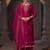 Floral embroidered sequinned  straight v-neck kurta with palazzo and dupatta