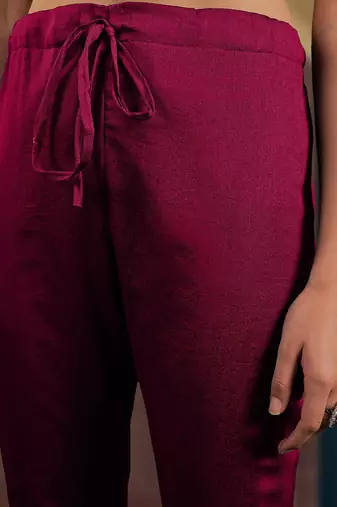 Floral zari embroidered v-neck anarkali kurta with trousers and dupatta