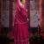 Floral zari embroidered v-neck anarkali kurta with trousers and dupatta