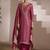 Floral embroidered zari work jacquard straight kurta with trousers & dupatta