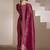 Floral embroidered zari work jacquard straight kurta with trousers & dupatta