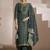 Floral embroidered zari work jacquard straight kurta with trousers & dupatta