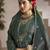 Floral embroidered zari work jacquard straight kurta with trousers & dupatta