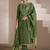 Floral embroidered zari work jacquard straight kurta with trousers & dupatta