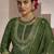 Floral embroidered zari work jacquard straight kurta with trousers & dupatta