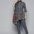Women teal blue & maroon printed angrakha pure cotton kurti with trousers & dupatta