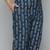 Women navy blue ethnic motifs printed thread work pure cotton top with trousers