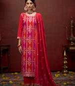 Women embroidered regular sequinned kurta with trousers &  dupatta