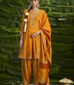 Floral embroidered sequinned anarkali kurta with salwar and dupatta