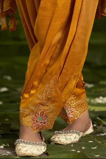Floral embroidered sequinned anarkali kurta with salwar and dupatta
