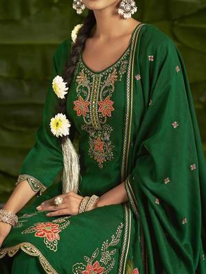 Floral embroidered sequinned anarkali kurta with salwar and dupatta 3