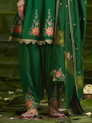 Floral embroidered sequinned anarkali kurta with salwar and dupatta 5
