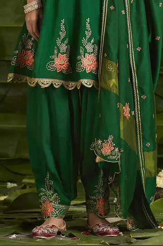 Floral embroidered sequinned anarkali kurta with salwar and dupatta