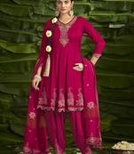 Floral embroidered sequinned anarkali kurti with salwar and dupatta