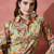 Brown and yellow printed shirt collar tunic with trouser