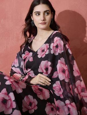 Floral printed wrap ethnic dress with dupatta 2