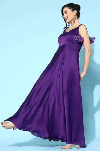 Floral printed anarkali shaped no sleeves a-line kurtas