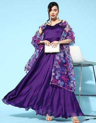 Floral printed anarkali shaped no sleeves a-line kurtas 5