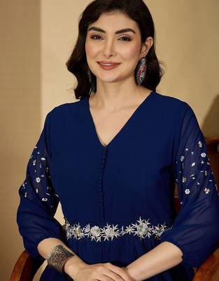 Zari sequence thread embroidered ethnic dress 2
