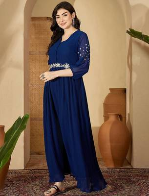 Zari sequence thread embroidered ethnic dress 3