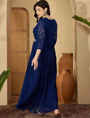 Zari sequence thread embroidered ethnic dress 4