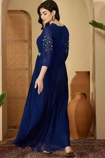 Zari sequence thread embroidered ethnic dress