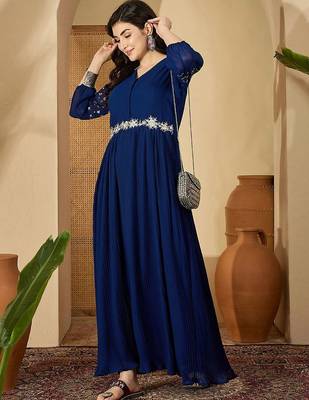 Zari sequence thread embroidered ethnic dress 5